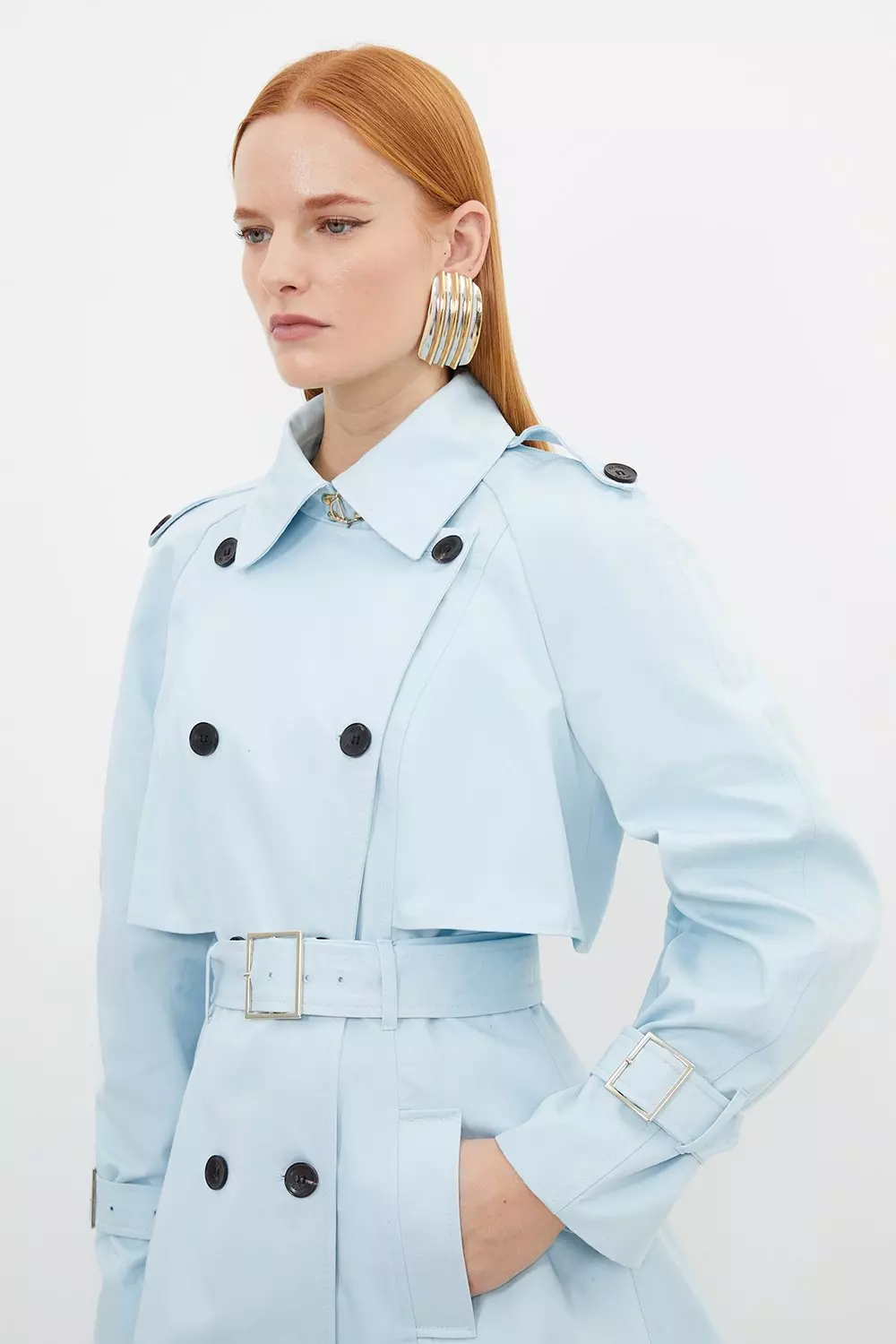 Petite Tailored Full Skirt Midi Trench Coat | Karen Millen